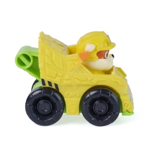 PATRULA CATELUSILOR FILMUL CU DINOZAURI PUP SQUAD RACERS VEHICUL CU FIGURINA RUBBLE 6.5CM - Img 3