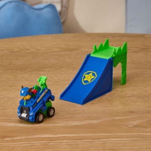 PATRULA CATELUSILOR FILMUL CU DINOZAURI SET VEHICUL CU RAMPA SI FIGURINA CHASE - Img 4