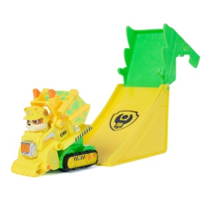 PATRULA CATELUSILOR FILMUL CU DINOZAURI SET VEHICUL CU RAMPA SI FIGURINA RUBBLE - Img 6
