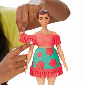 PLAY DOH BARBIE SET PLASTELINA CREATII VESTIMENTARE CU FLORI SI FRANJURI COWBOY - Img 6