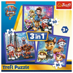 Puzzle Trefl 3 in 1 - Paw Patrol, Gata de actiune, 20/36/50 piese - Img 5