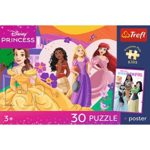 PUZZLE TREFL 30 PREMIUM PLUS KIDS DISNEY PRINCESS PRINTESE SI PRIETENIE PLUS POSTER - Img 4