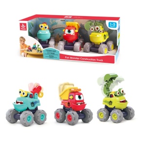 Set Camioane de Constructie, Monstruleti Amuzanti cu Frictiune