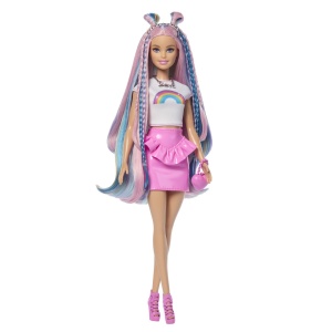 Set de joaca Barbie cu par stralucitor curcubeu si accesorii - Img 9