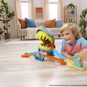 Set de joaca Hot Wheels City, pista de curse plaja rechinului Chomp, masinuta inclusa - Img 6