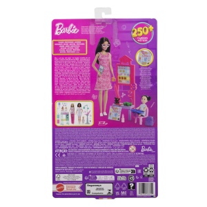 Set de joacă papusa Barbie bruneta cu rochie roz, 32.5cm, 19x6.5cm - Img 2
