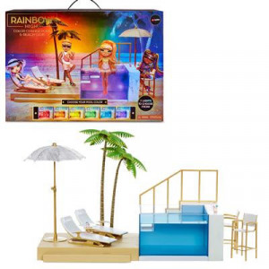 Set de joaca piscina Rainbow High, cu 7 lumini, umbrela pliabila si accesorii - Img 8