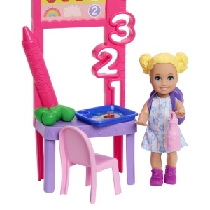 Set joaca papusa Barbie Bruneta Mulatra Profesora, multicolor, 32.5x19x6.5cm - Img 7