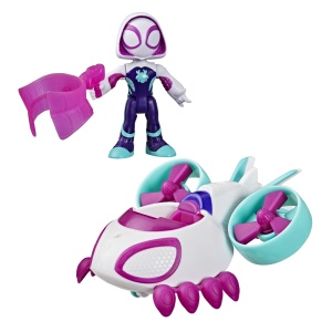 SPIDEY SI PRIETENII LUI UIMITORI MARVEL SET FIGURINA GHOST SPIDER SI VEHICUL COPTER 7.6CM - Img 3