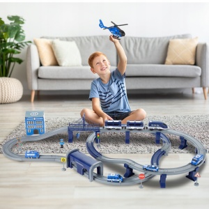 Tren electric de politie cu vehicule si elicopter, MalPlay - Img 3