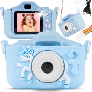 Aparat foto digital pentru copii Unicorn, Bleu - Img 4