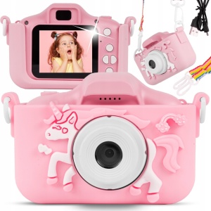 Aparat foto digital pentru copii Unicorn, Roz