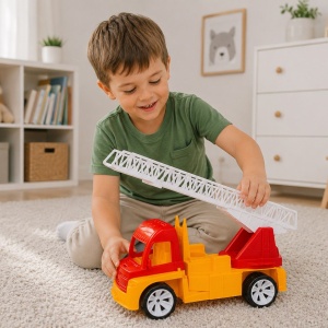 AUTOSPECIALA POMPIERI CU SCARA PORTOCALIU ROSU 46CM - Img 4