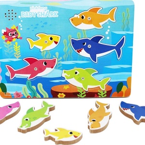 BABY SHARK PUZZLE DIN LEMN MUZICAL 5 PIESE - Img 2
