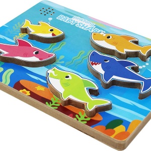BABY SHARK PUZZLE DIN LEMN MUZICAL 5 PIESE - Img 4