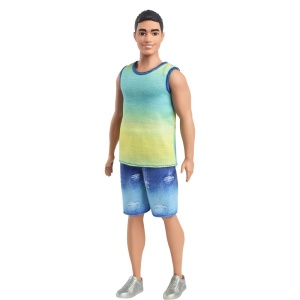 BARBIE PAPUSA BAIAT FASHIONISTAS BRUNET CU MAIOU OMBRE SI PANTALONI SCURTI DE BLUGI - Img 2