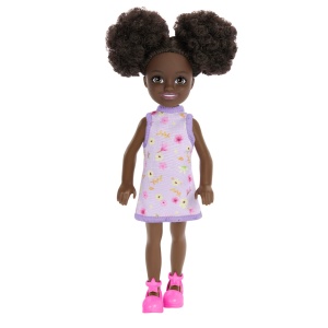 BARBIE PAPUSA CHELSEA CREOLA CU PAR AFRO SI ROCHITA MOV - Img 3