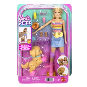 BARBIE PETS SET PAPUSA BARBIE CU PATINE CU ROTILE CATEL SI ACCESORII