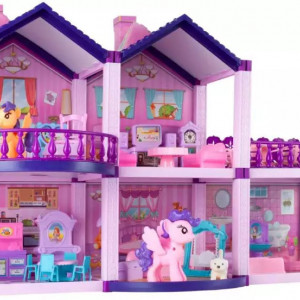Casuta pentru papusi Villa Ponies Malplay, 3 dormitoare, bucatarie, baie si terasa - Img 3