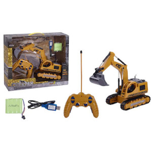 Excavator cu acumulator si telecomanda galben, 5 functii