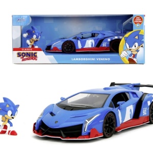 JADA SET FIGURINA ARICIUL SONIC SI MASINUTA METALICA SONIC LAMBORGHINI VENENO SCARA 1 LA 24