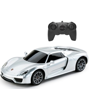 Masina cu telecomanda Rastar Porsche 918 Spyder Argintiu, 2WD, 19.2x9.1x5.1cm
