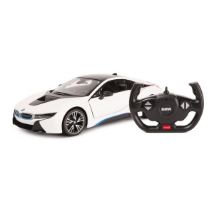 Masinuta Rastar RC - Bmw I8, alb, 1:14