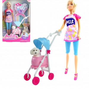 Papusa Anlily cu Carucior pentru Catel,30 cm - Img 6