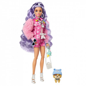 Papusa Barbie Extra Style Par Mov, cu Gentuta in Forma de Inghetata si Catel - Img 4