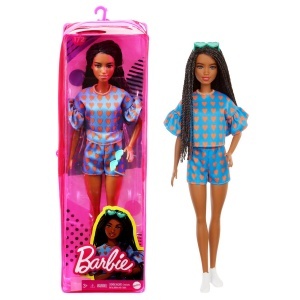 PAPUSA BARBIE FASHIONISTA SATENA CU CODITE IMPLETITE SI TINUTA CASUAL ALBASTRA - Img 9