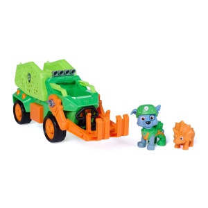 PATRULA CATELUSILOR FILMUL CU DINOZAURI SET DINO VEHICUL CAMION DE RECICLARE CU FIGURINA ROCKY SI ACCESORII 15CM - Img 2