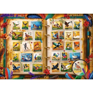 PUZZLE TREFL 1000 COLECTIA DE TIMBRE ATLASUL PASARILOR - Img 2