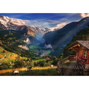 PUZZLE TREFL 1000 PREMIUM PLUS PHOTO ODYSSEY VALEA LAUTERBRUNNEN ELVETIA - Img 2
