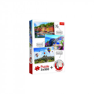 Puzzle Trefl 3x500 piese,Portofino,Santorini,Cappadocia - Img 1