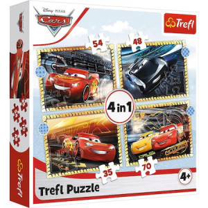Puzzle Trefl 4 in 1 - Cars 34/48/54/70 piese