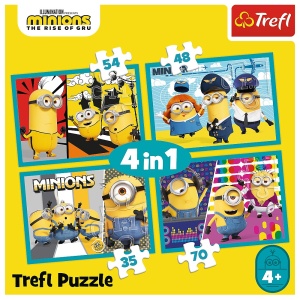 PUZZLE TREFL MINIONS 4IN1 LUMEA FERICITA A MINIONILOR - Img 6