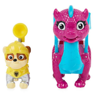 Set 2 Figurine Paw Patrol Rescue Knights - Rubble si Dragonul Blizzie - Img 2