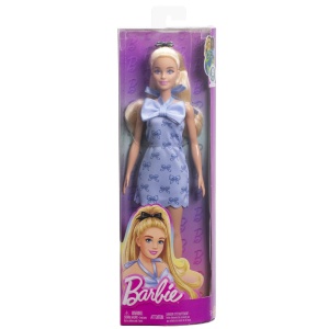 BARBIE FASHIONISTAS PAPUSA BARBIE BLONDA CU ROCHIE ALBASTRA CU FUNDITE - Img 2