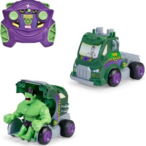 DICKIE TOYS MARVEL RAZBUNATORII MASINA RC CU TELECOMANDA 2.4GHz HULK SMASH CU SUNETE SCARA 1 LA 24 - Img 3
