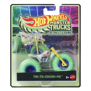 HOT WHEELS MONSTER TRUCK GLOW IN THE DARK MASINUTA TRI TO CRUSH ME SCARA 1 LA 64 - Img 2