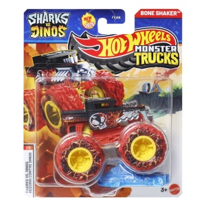 HOT WHEELS MONSTER TRUCK SHARKS VS DINOS MASINUTA BONE SHAKER SCARA 1 LA 64
