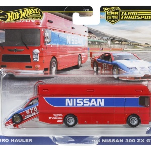 HOT WHEELS TRANSPORTATOR EURO HAULER CU MASINUTA NISSAN 300 ZX GTS SCARA 1:64