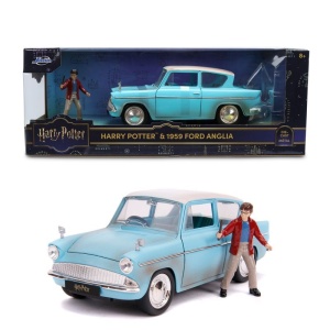 JADA HARRY POTTER SET FIGURINA HARRY POTTER SI MASINUTA METALICA FORD ANGLIA 1959 SCARA 1 LA 24 - Img 4