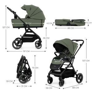 KINDERKRAFT MULTIFUNCTIONAL STROLLER YOXI 2IN1 MYSTIC GREEN - Img 5