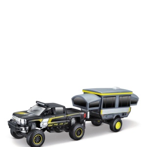 MAISTO MASINUTA METALICA 4X4 REBELS RUGGED ADVENTURES CU REMORCA NEGRU - Img 2