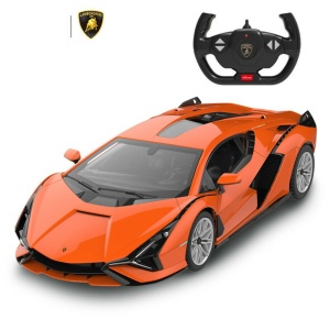 Masina cu telecomanda Rastar Lamborghini Sian portocalie, scara 1:14, 35.5x16.3x8.2cm - Img 3
