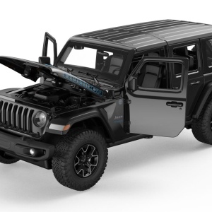 Masinuta metalica Jeep Wrangler Rubicon 4xe, negru, 1:24, 19x8.9x5.5cm