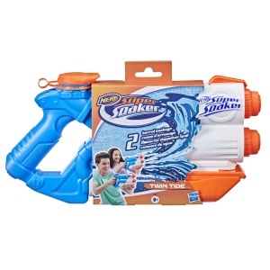 Nerf Blaster cu apă Super Soaker Twin Tide, două tunuri, albastru, 36.6x18.4x5.4cm