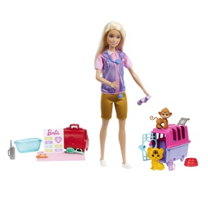 Papusa Barbie Animal Rescue cu Pui de Maimuta si Pui de Tigru - Img 5