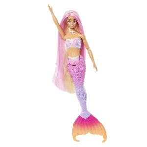 Papusa Barbie Dreamtopia Color Change, Sirena cu Par Roz - Img 4